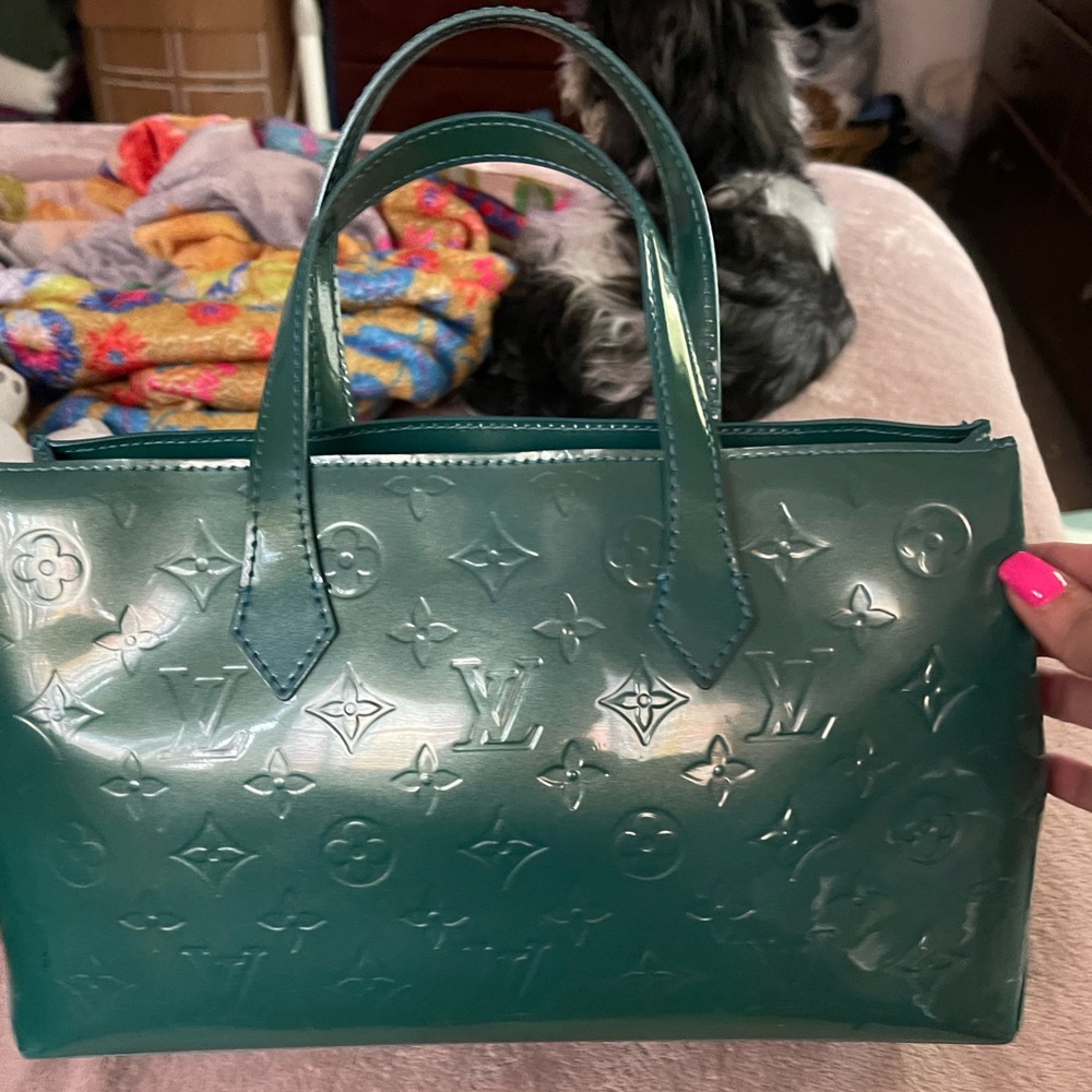 Louis Vuitton Green Vernis Wilshire PM Bag* Authentic - Picture 4 of 14